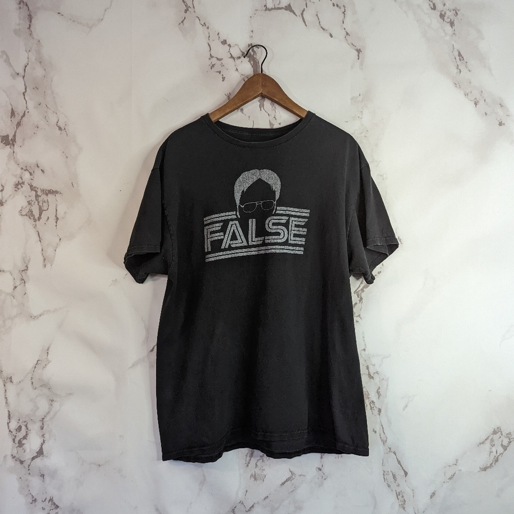 The Office FALSE Tee T-Shirt Men XL Black Ripple Junction Cotton Dwight